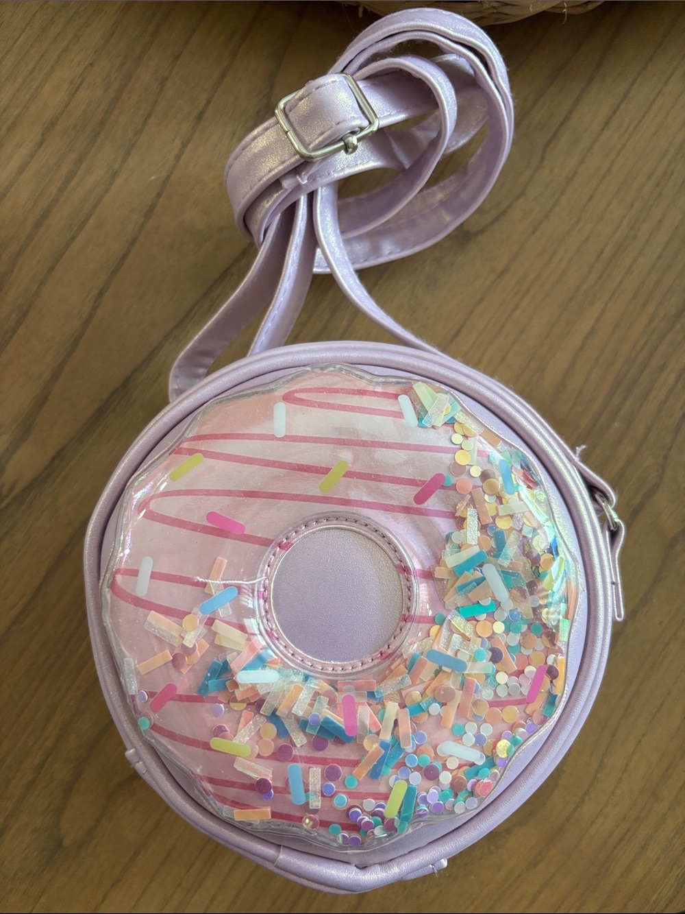 Lilac Donut Crossbody Bag with Glitter Sprinkles